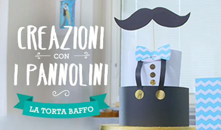 La torta di pannolini a forma di baffo